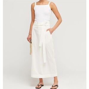 A.EMERY Ven Seersucker Belted Tie Midi Skirt